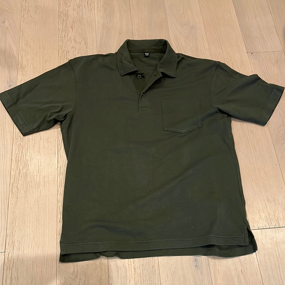 Men's Olive Green Polo Shirt with Chest Pocket
